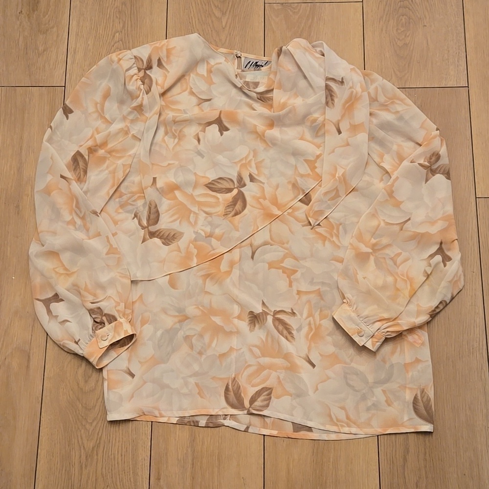 PETER NYGARD Floral Pastel Semi-sheer Vintage Blouse  size 10
